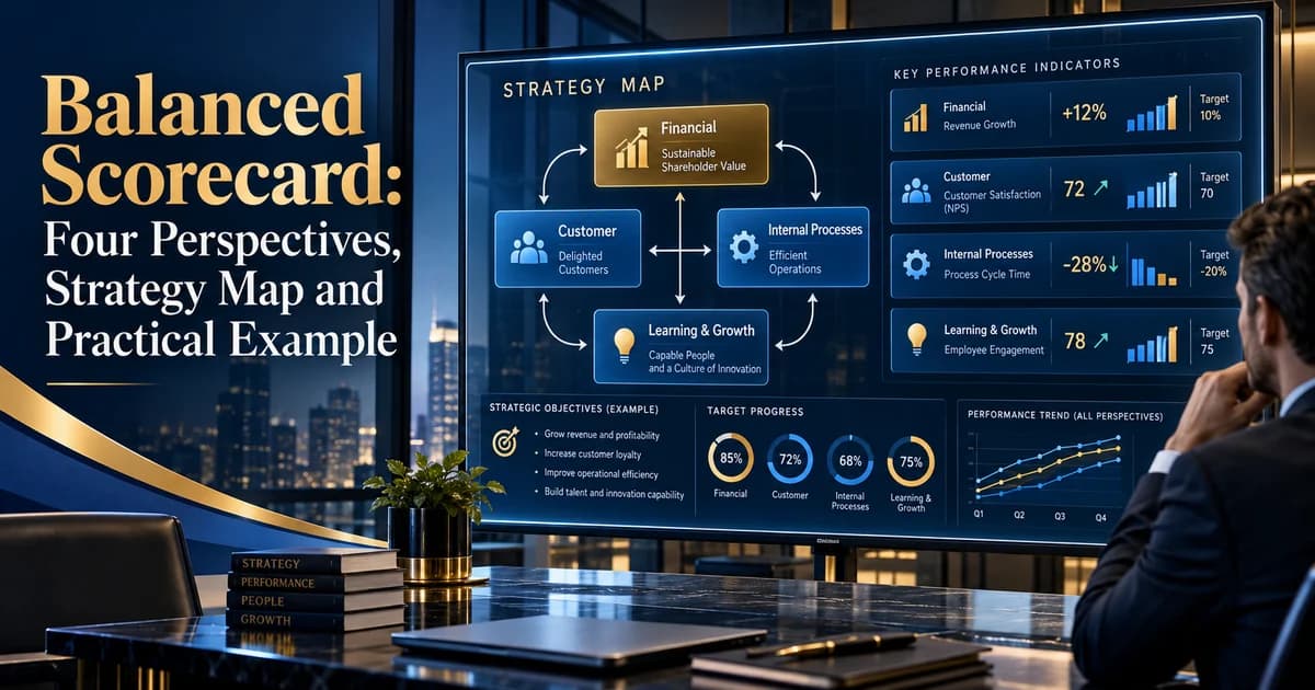 Balanced Scorecard: Four Perspectives, Strategy Map and Practical Example